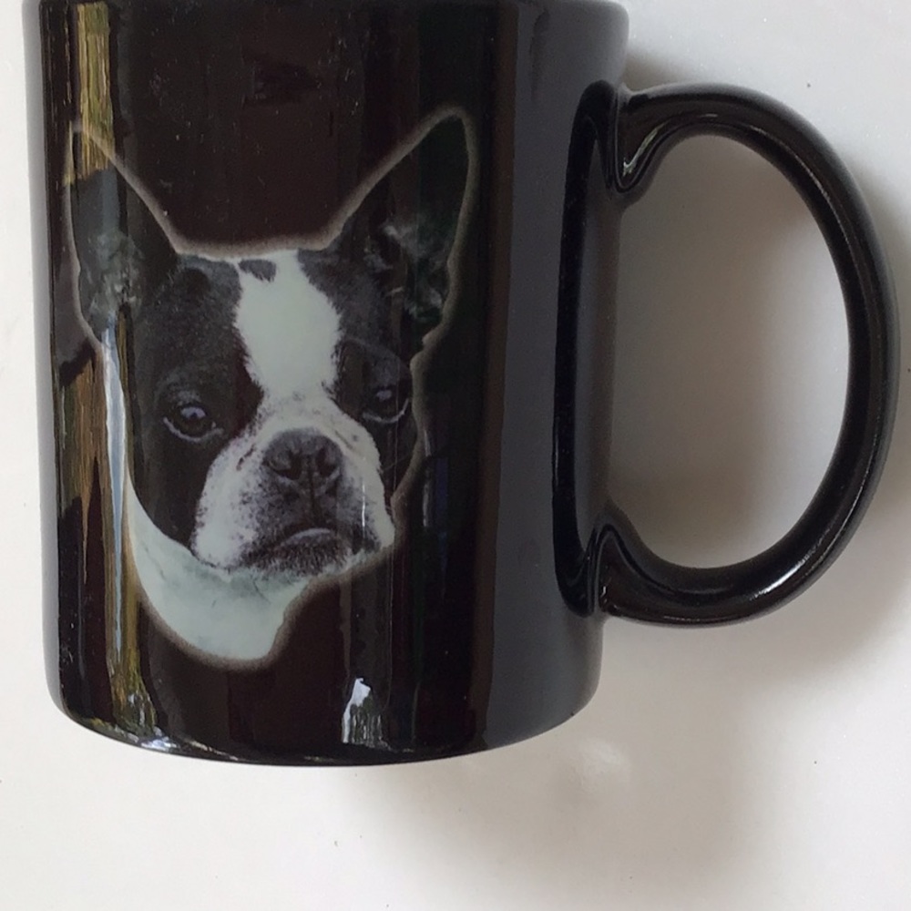 Vintage Black & White Boston Terrier Cute Puppy Dog Face Ceramic Mug 2003